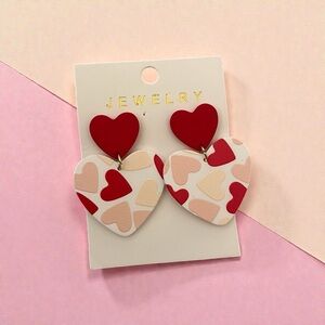 Heart-Shaped Red and Pink Earrings